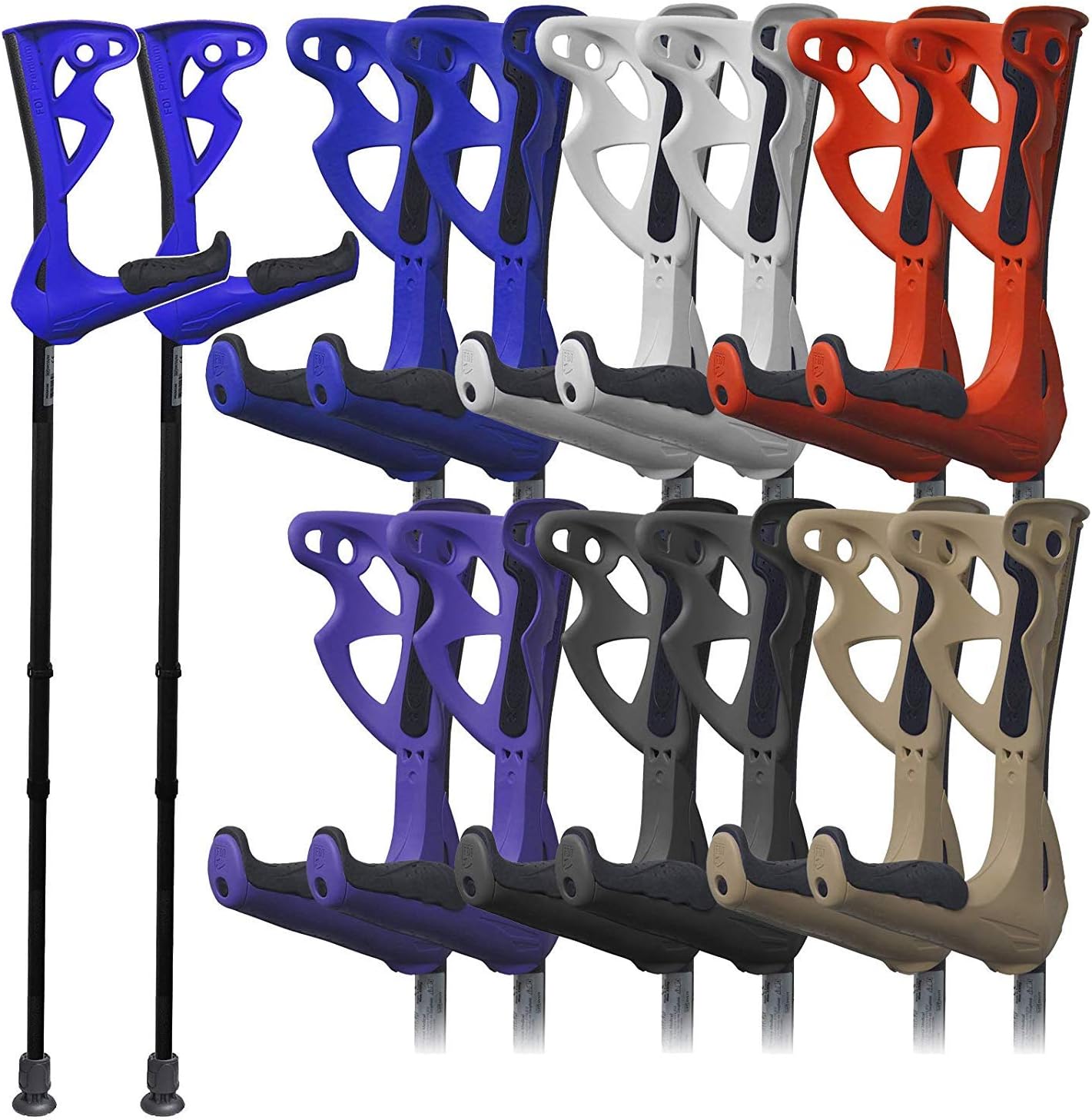 Adjustable Lightweight Elbow Crutches (Black, Blue-Black, Purple-Black, Purple-Grey)