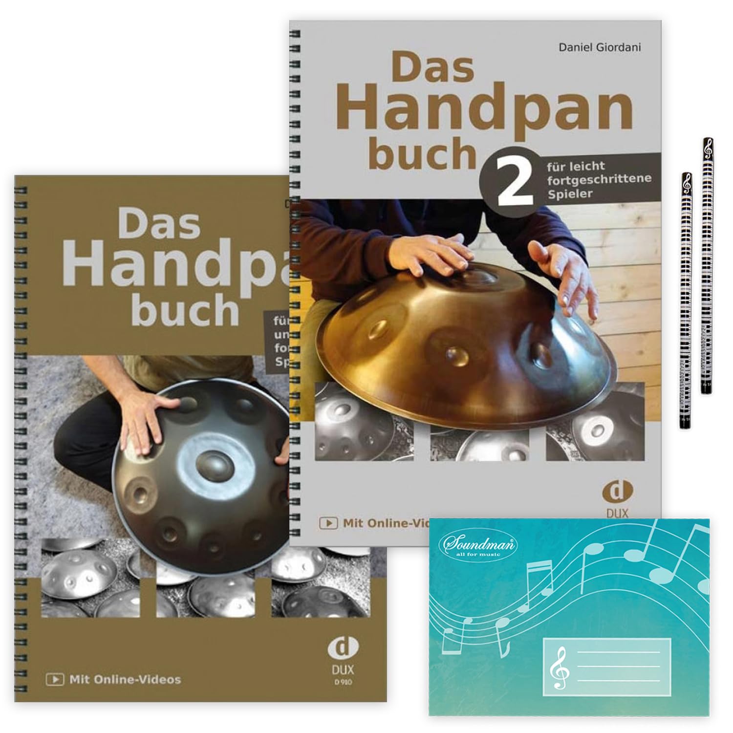 Libro de manos con vídeo en línea, volumen 1, volumen 2, 9783868493849, 97838684938493849 + paño de limpieza Soundman® (juego de inicio)