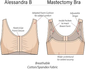 Front Closure Mastectomy Bra with Pockets