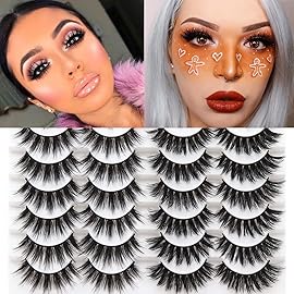 Losha 3D Faux Mink Lashes Dramatic Long False Eyelashes 14 Pairs Value Pack Handmade Reusable Thick Crossed Fake Eyelashes for Makeup Mix Styles (K38+K42)