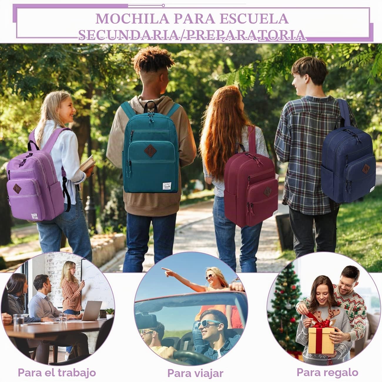 VASCHY Mochila Escolar 21L para Instituto Universidad Uso Casual Viaje