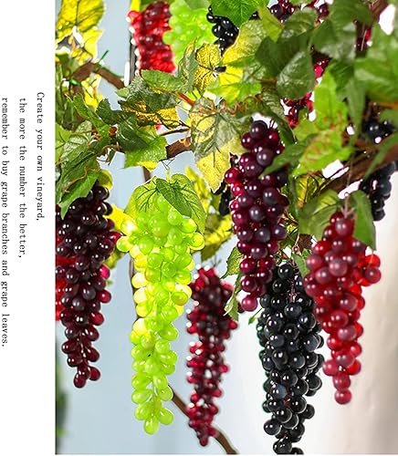 Miniatura 6 de 5 racimos de uvas artificiales de uva artificial, frutas artificiales realistas para fiestas, pub, gabinete, adorno para el hogar, jardín, boda,