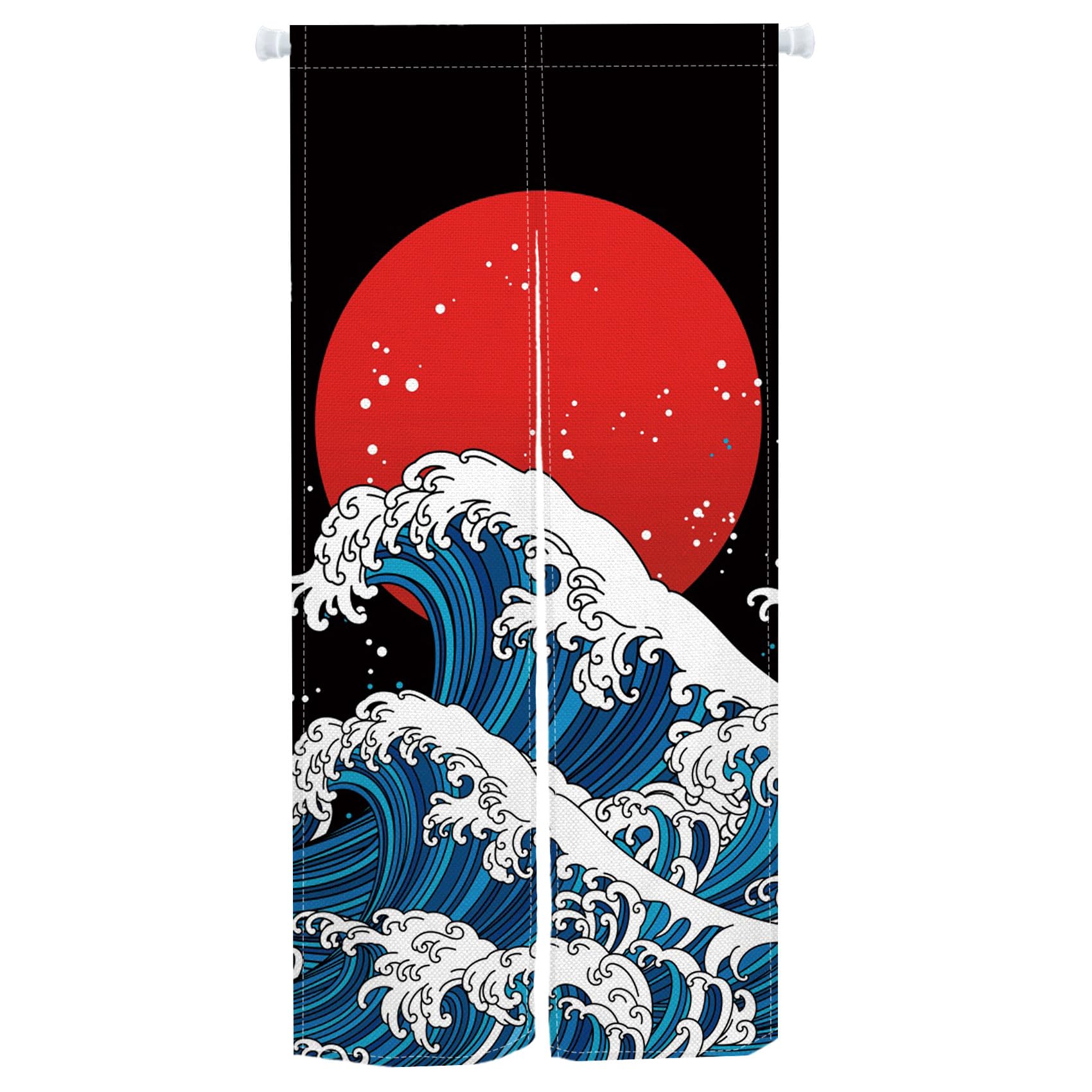 和風のれん 花柄 波模様 黒 和風のれん 花柄 波模様 黒 【公式通販】