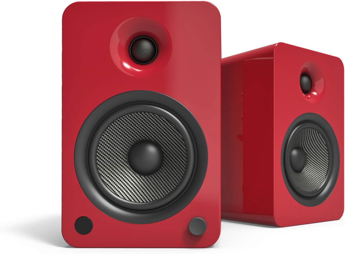 YU6GR Powered Bookshelf Speakers with Bluetooth and Phono Preamp | Pair | Gloss Red