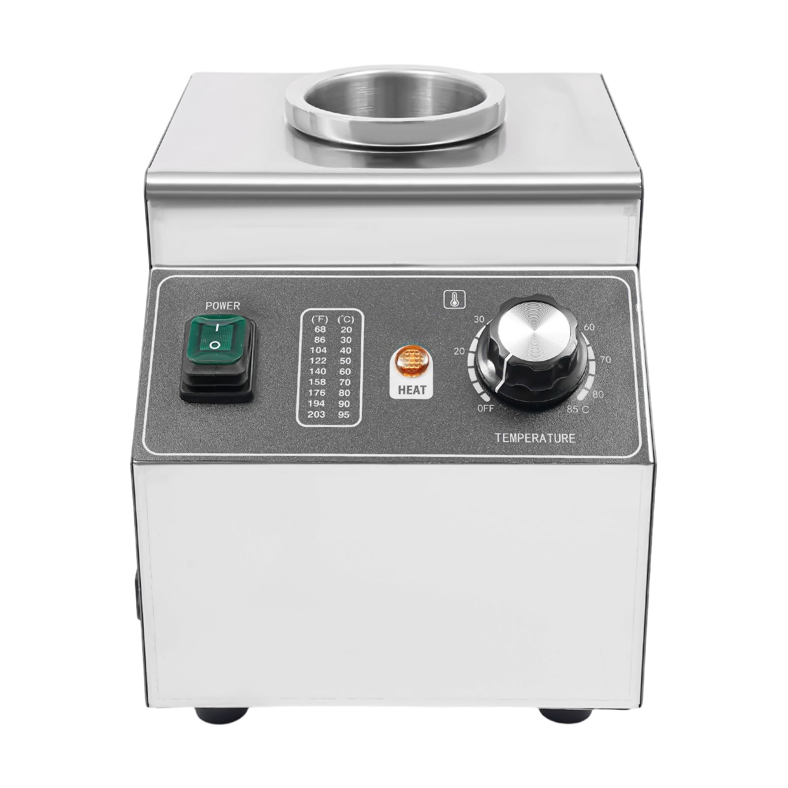 Scaldavivande elettrico con bottiglia da 680 ml, scaldavivande per cioccolato/formaggio, in acciaio inox, dispenser per salse con regolazione della temperatura 30-85 °C, 100 W, per ristoranti, caffè e