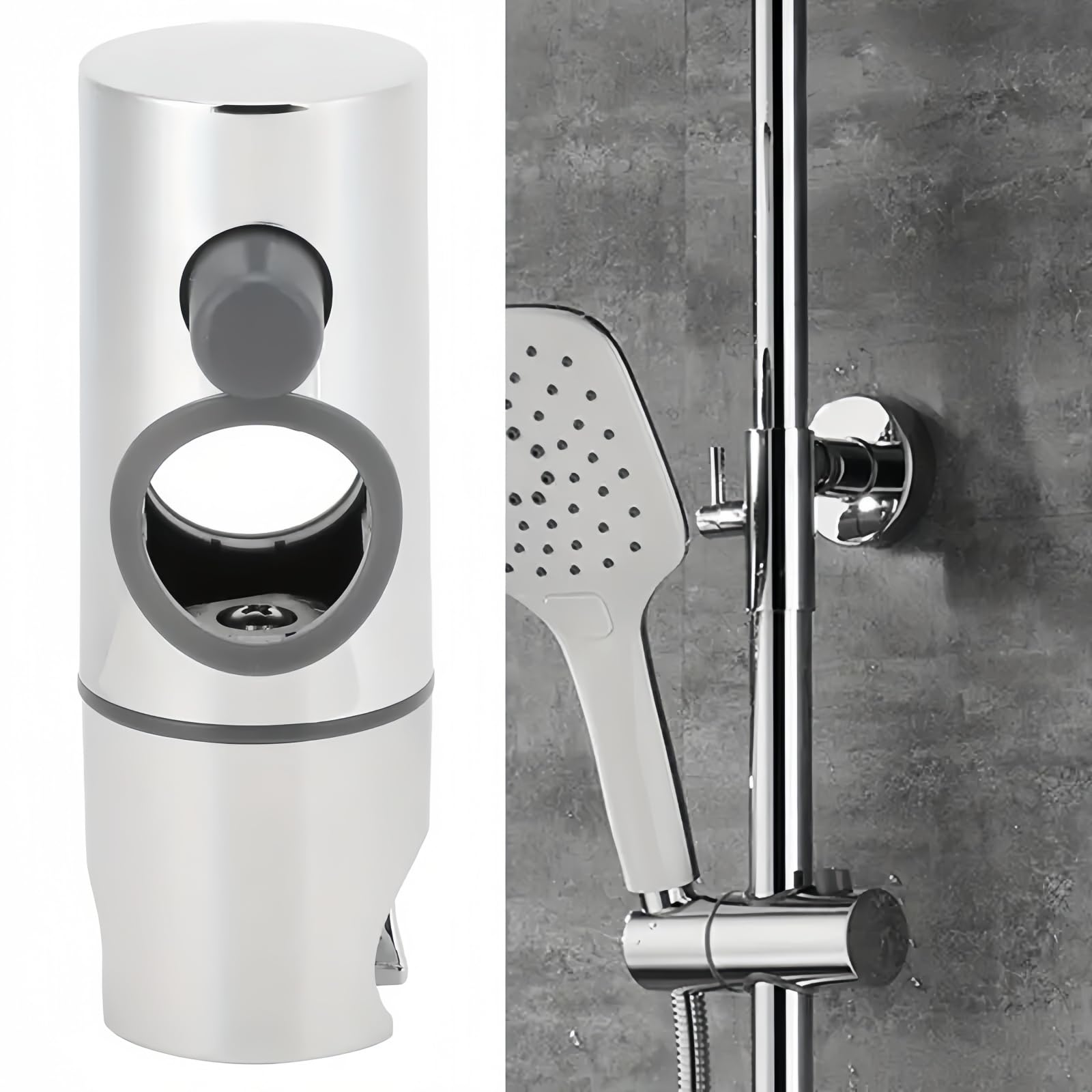 Universal Adjustable Shower Head Holder,Shower Head Holder for Sliding Bar Shower Riser Rail Kit,Shower Bracket,Shower Hose Holder,Shower Riser Rail Slider,Shower Rail Slider,Replacement Shower Clamp - Image 2