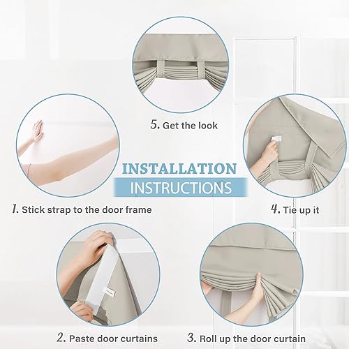 Miniatura 2 de RYB HOME Cortina opaca para ventana, persianas autoadhesivas para ventana, privacidad para oscurecer la habitación, cortinas de puerta delantera