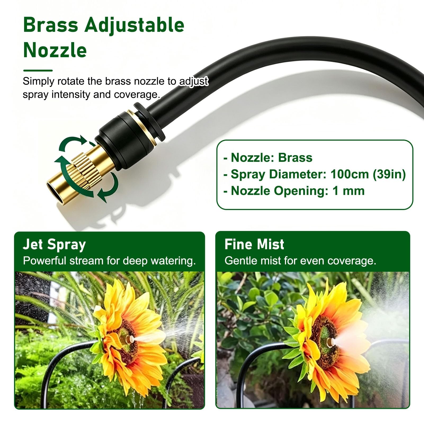 Kit Arrosage Automatique Arroseur Brumisateur Décoratif pour L'irrigation du Jardin | Dispositifs D'arrosage pour Plantes avec Brumisation Rafraîchissante et Économie D'eau(135m/443ft)