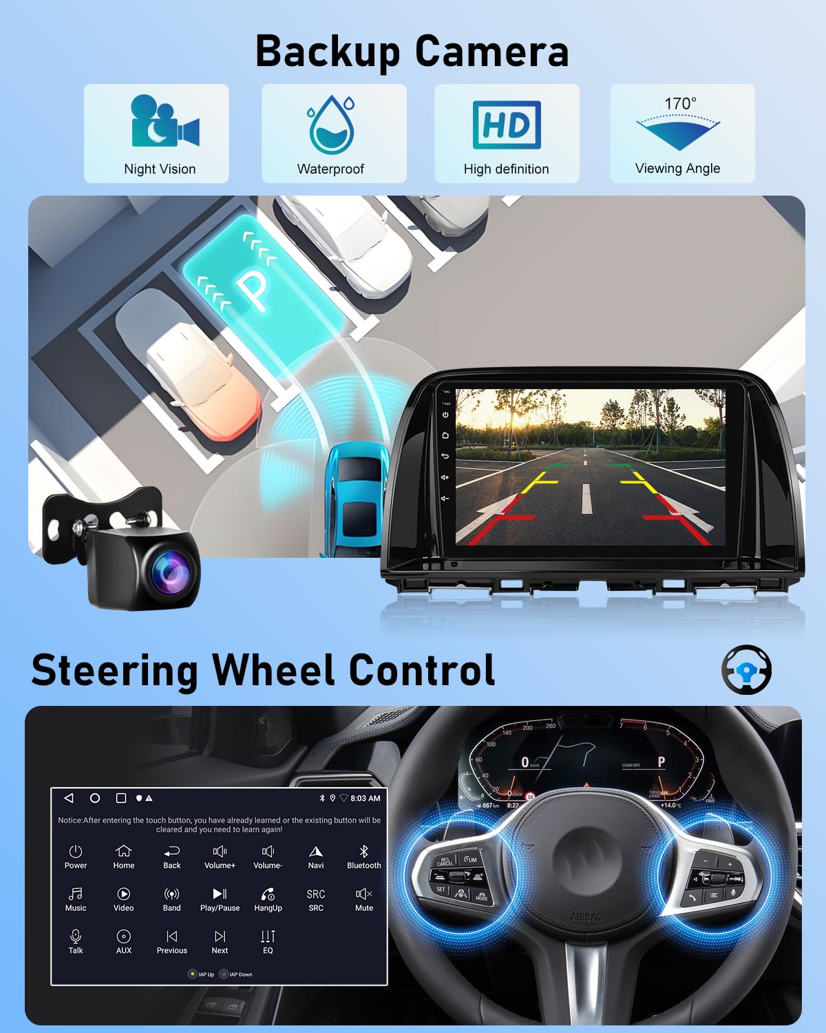 NHOPEEW Radio para Coche 2G+64G con Android para Mazda CX-5 2012-2016 - Carplay inalámbrico y Android Auto WiFi EQ GPS FM RDS + cámara de Marcha atrás AHD
