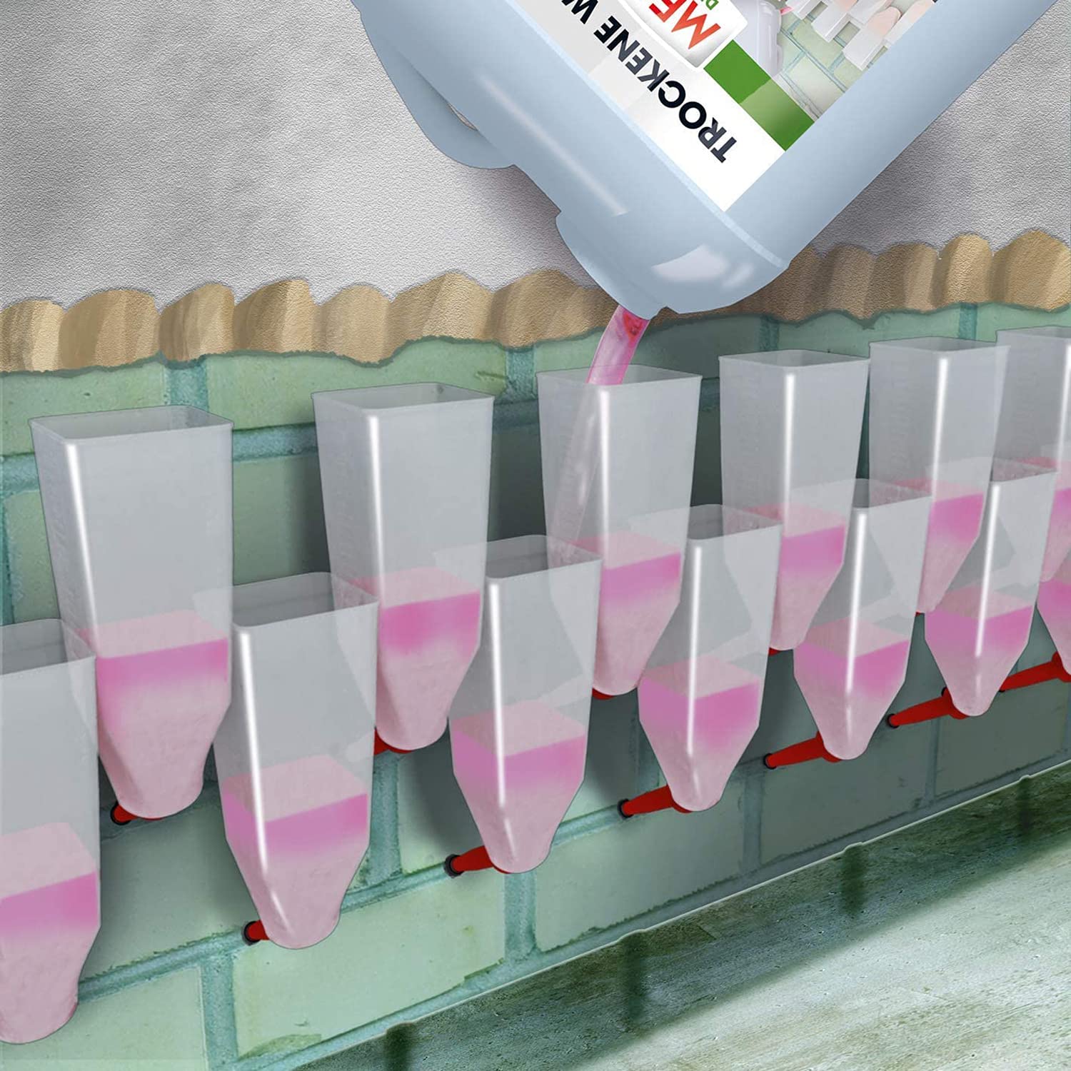 MEM System Trockene Wand Injektionsflüssigkeit, Dauerhafte Horizontalsperre für alle Mauerwerke, Innen und außen anwendbar, Porenverengend und wasserabweisend, 5 l Behälter