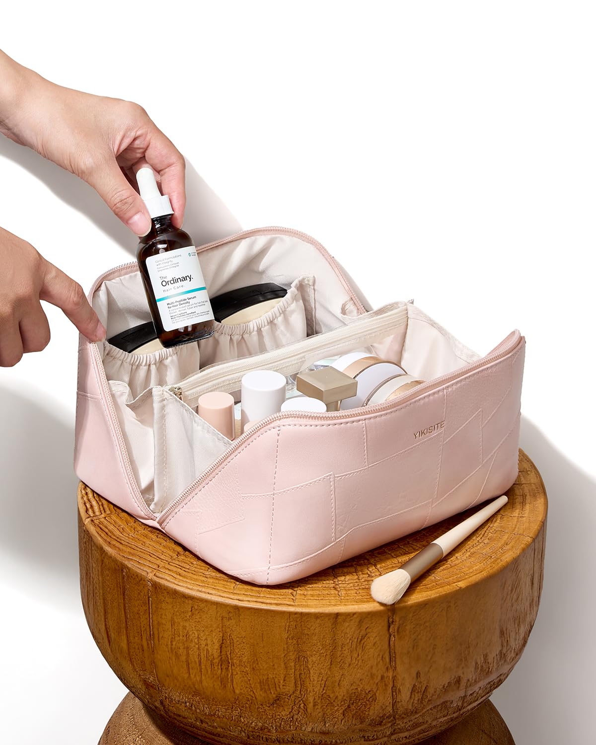 Makeup Bag Cosmetic Organizer with Divider and Handle