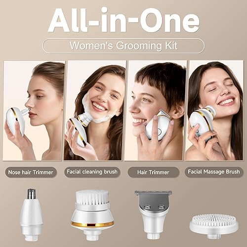 Miniatura 5 de Maquinillas de afeitar eléctricas para mujeres, afeitadora giratoria para piernas, bikini y axilas, kit de aseo impermeable húmedo y seco,