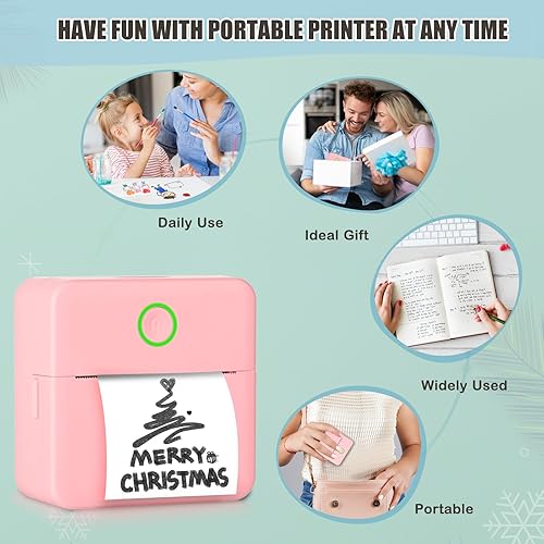 Miniatura 7 de Mini impresora Bluetooth de bolsillo, impresora térmica portátil con 10 rollos de papel para diarioálbum de recortes de