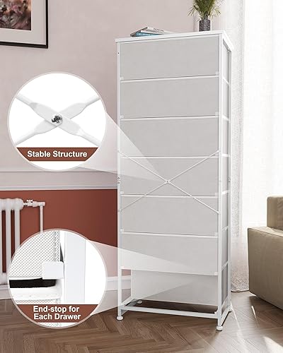 Miniatura 7 de Crestlive Products Cajonera alta, torre de almacenamiento de 7 cajones de tela, cómodas - Unidad organizadora vertical para dormitorio, pasillo,