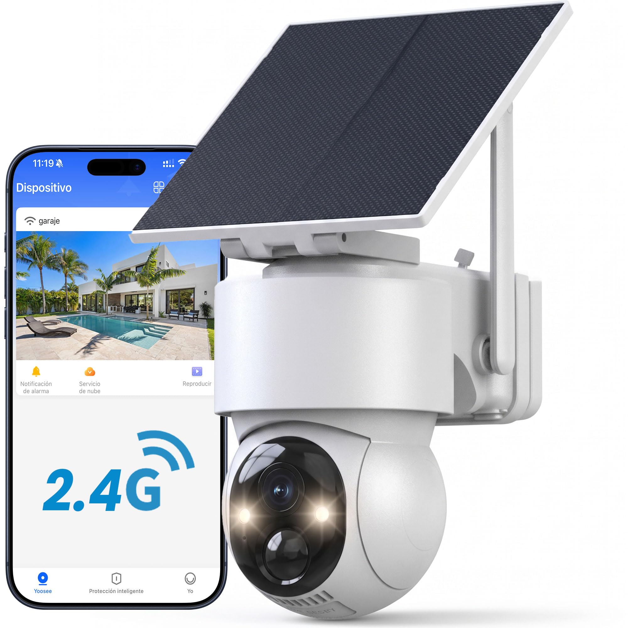 HITELLARCAM 4MP Überwachungskamera Aussen Akku Solar, 355°PTZ Kabellos WLAN | Outdoor Kamera Überwachung, 2.4GHz, Farbnachtsicht, KI Personen-/Fahrzeugerkennung, SD/Cloud, IP65, Alexa, für Garage/Garten