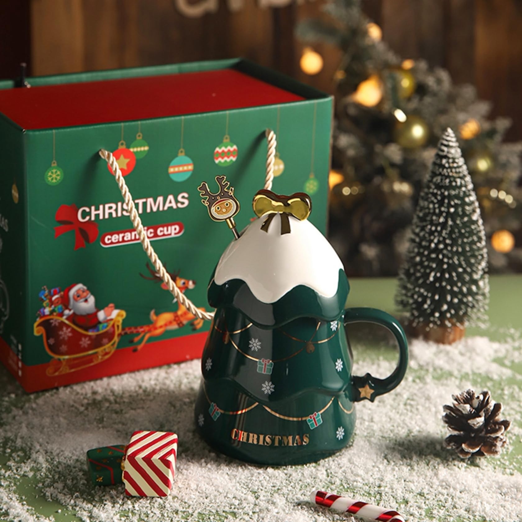 Amazon.co.jp: クリスマスツリー マグカップ セラミックカップ