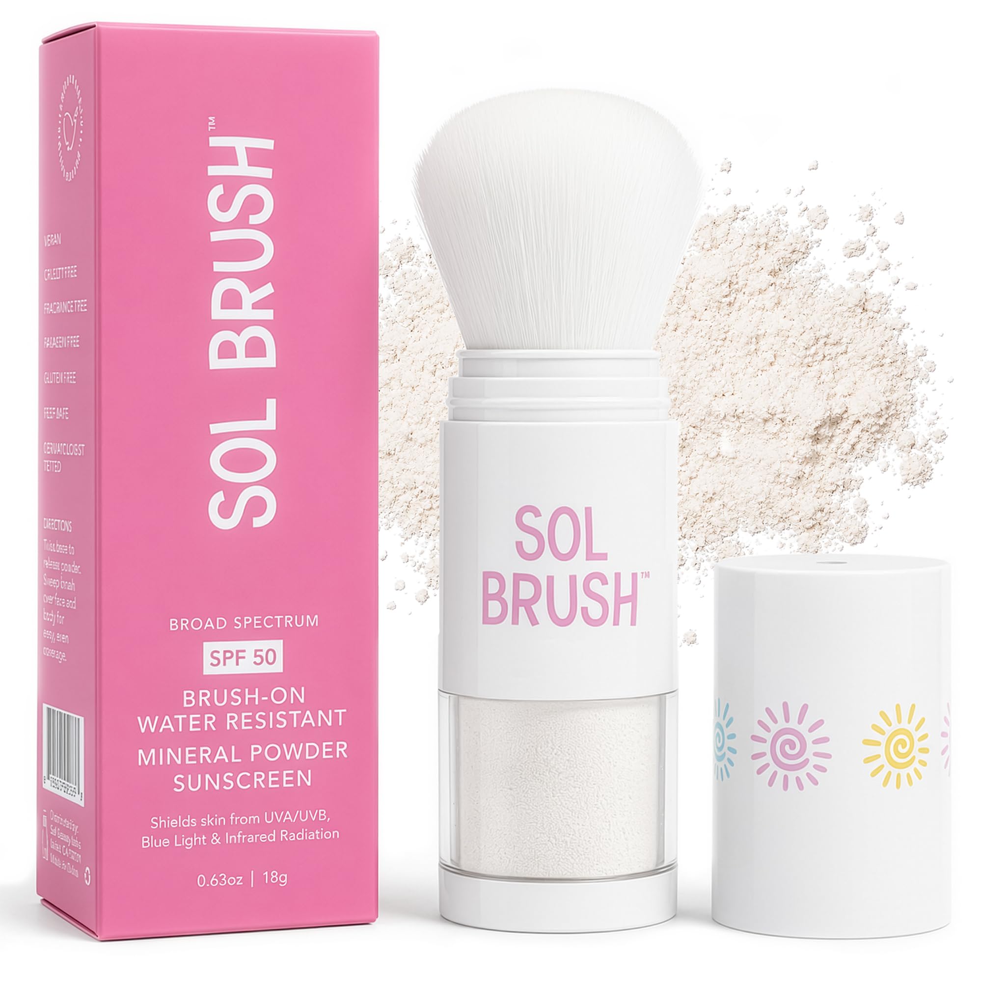 Amazon.com: Sol Brush SPF 50 Mineral Sunscreen Powder, Broad