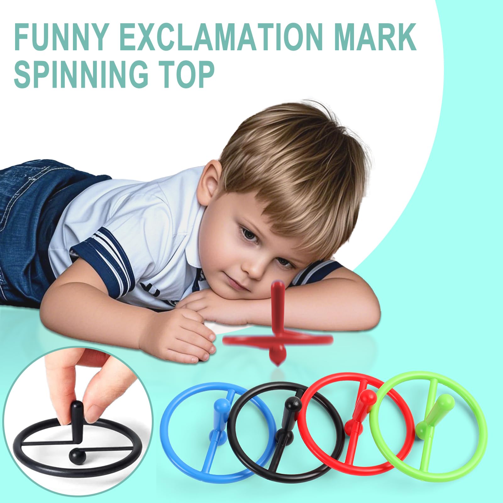 Spinning gyroscope Exclamation mark shaped plastic gyroscope Portable spinning gyroscope A small leisure toy to relieve work and life stress (4 colors) - Image 2