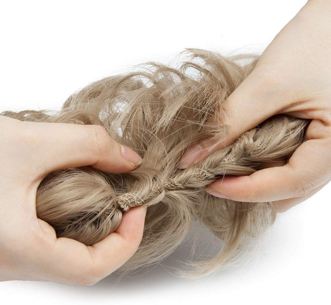 Real Fashion Hair Extensions Hairpiece Hair Rubber Scrunchie Scrunchy Updos VOLUMINOUS Curly Messy Bun Dark Ash Blonde - Image 4