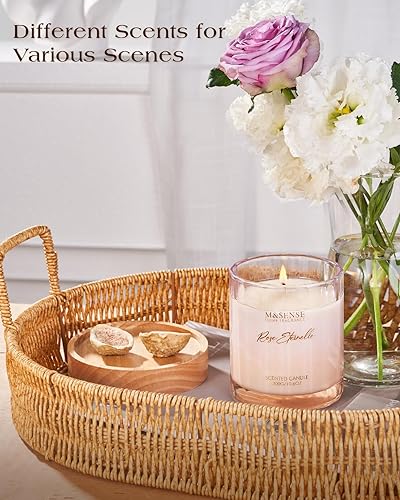 Miniatura 5 de M&SENSE Velas perfumadas de rosa para el hogar - 10.6 oz 60 horas de combustión, cera de soja natural con aroma floral para novia, vela de