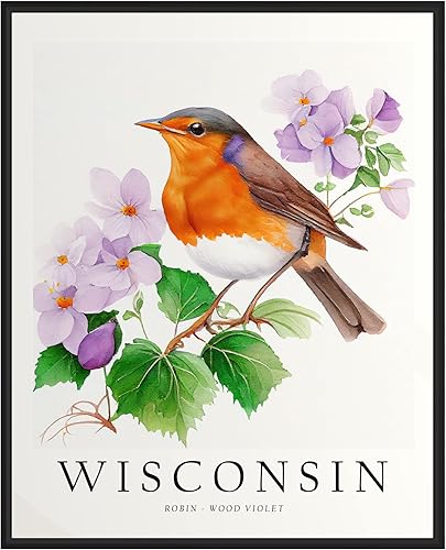 Vista 36 de Impresión artística del árbol del estado de Wisconsin, póster de Wisconsin para decoración de pared, póster de viaje de mapa del estado de Wisconsin