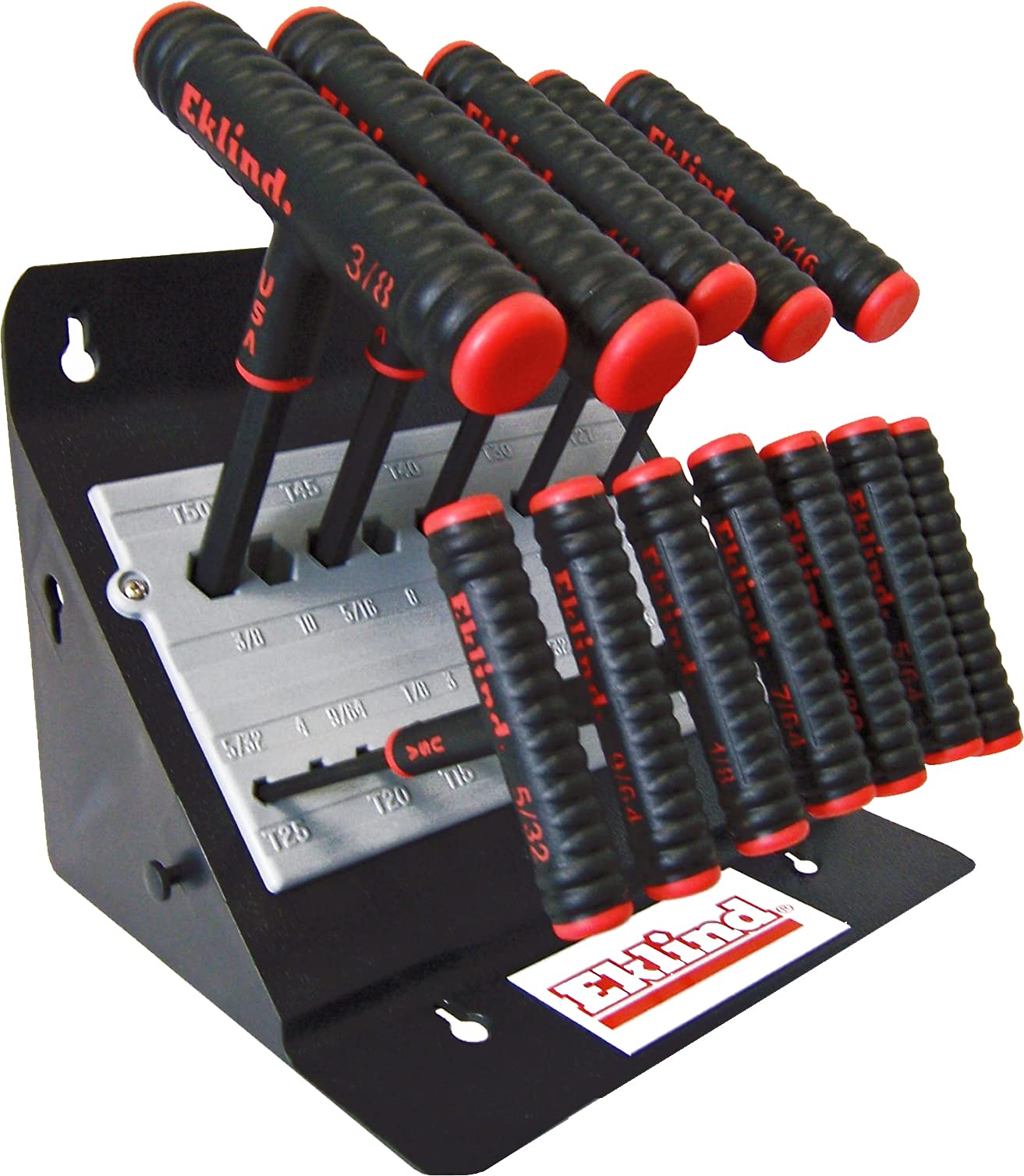 Eklind 60614 Power-T Schlüsselsatz, 13-teilig, mit Ständer, 15,2 cm Arm