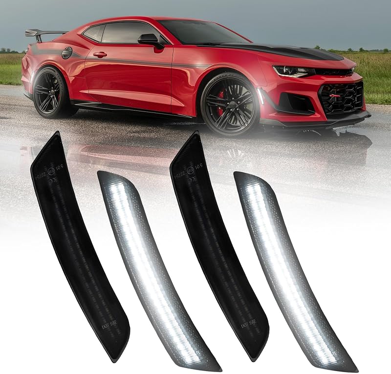 Luzes de posição laterais LED AUTOONE brancas para Chevrolet Camaro 2016–2023 – Kit com 4 unidades