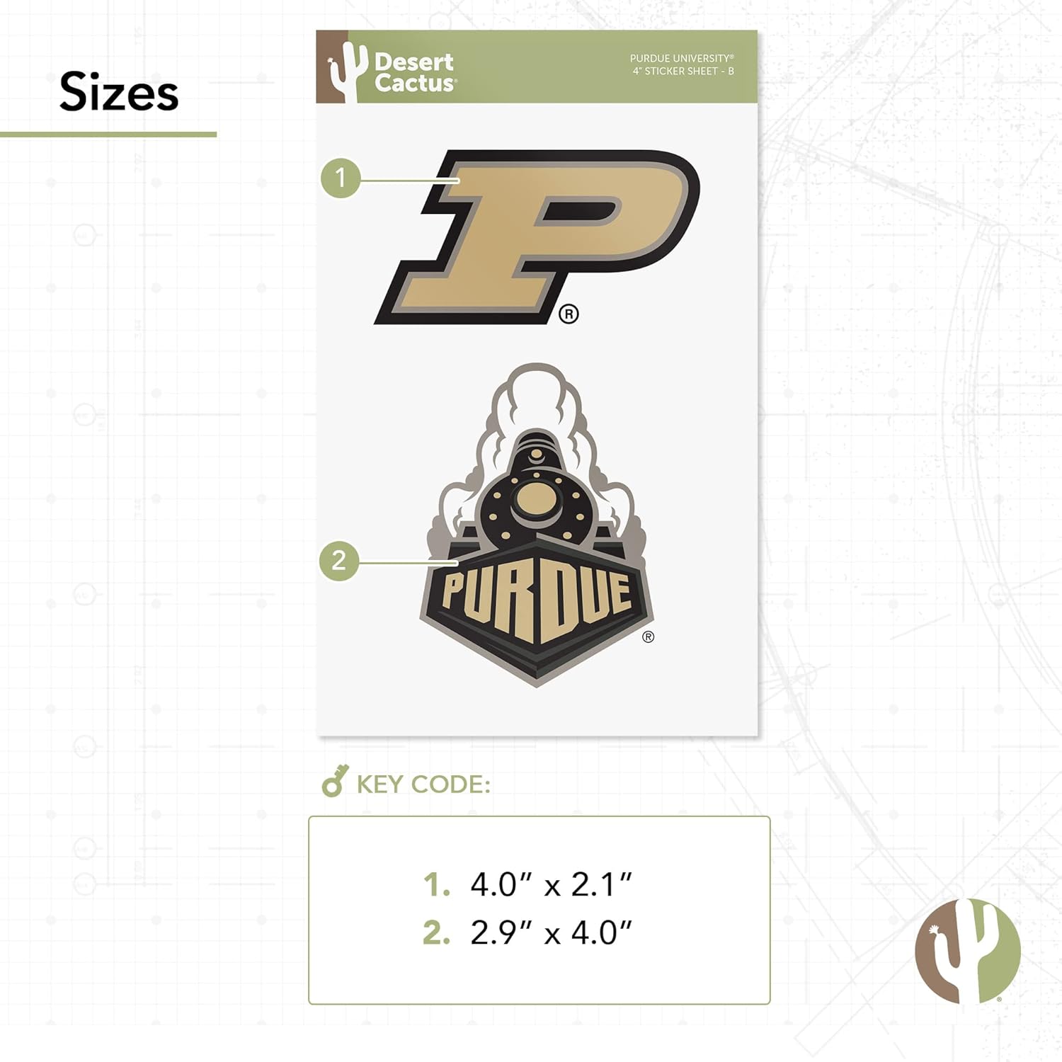 Desert Cactus Purdue University Sticker Boilermakers Boilers Vinyl Decal Laptop Water Bottle Car Scrapbook (4 Inch Set VB) - Image 3