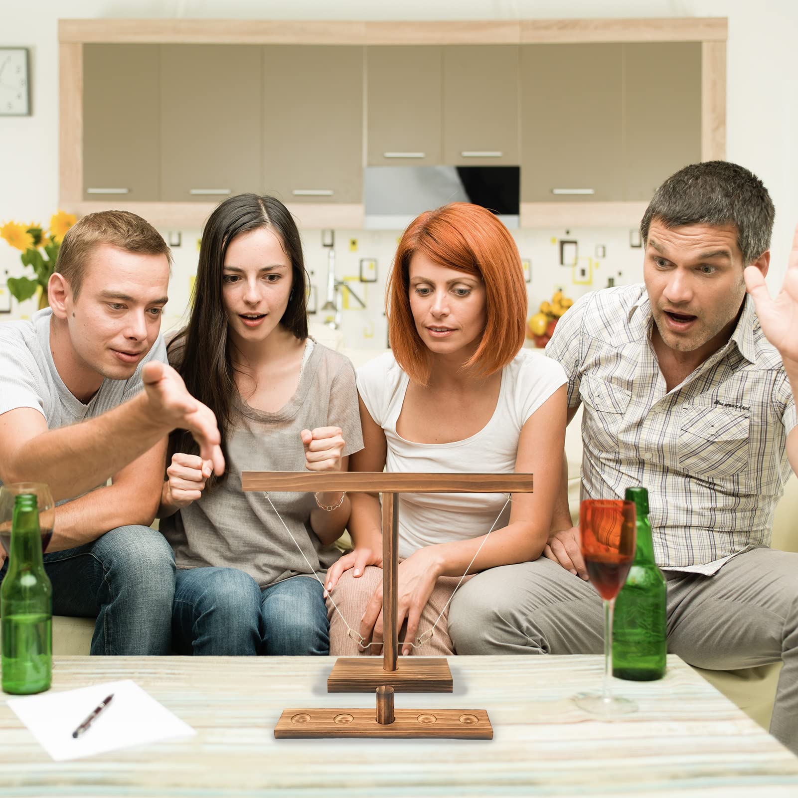 SIANSON Ring Toss Game for Adults, Fast Paced Interactive Desktop Hook and Ring Gameï¼ŒCharcoal Grilled Color,Suitable for Children, Adults,Bars,Indoor and Outdoor Parties Ring Toss Game