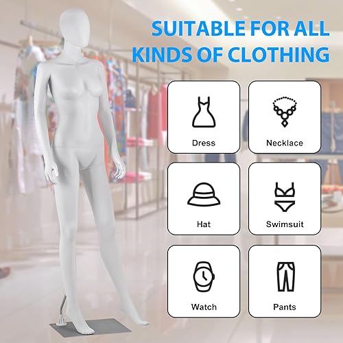 Miniatura 8 de ZENY Maniquí femenino de cuerpo completo forma de vestido de 70 pulgadas maniquíes ajustables modelo de vestido de maniquíes desmontable soporte con