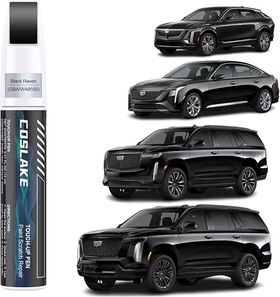 COSLAKE Car Touch Up Paint(Black Raven(GBA/WA8555)) for Cadillac, Car Paint Scratch Repair Kit, Quick & Easy Solution to Repair, 2 in 1 Scratch Remover Pen with 2PCS Disposable Micro Applicators