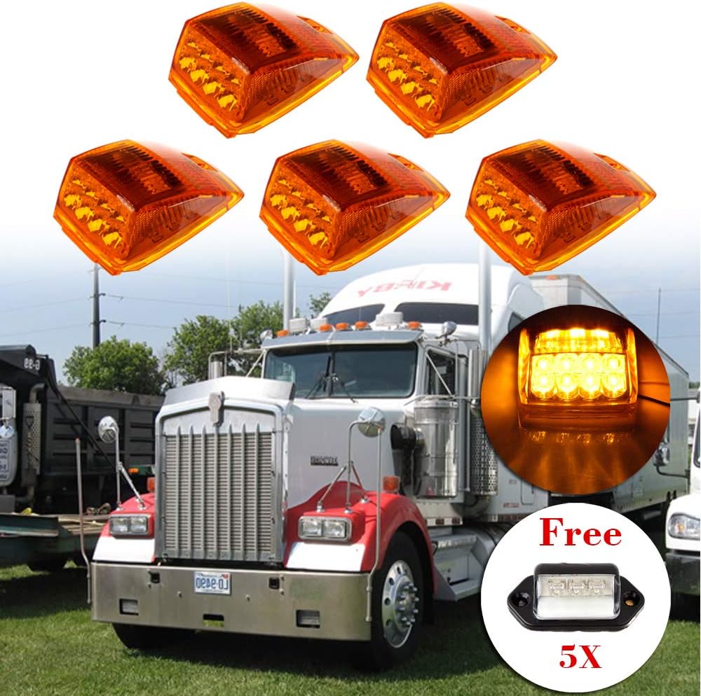 OCPTY Marker Lights 5Pcs AmberCab Marker Light+6x Side Marker Light Replacement fit for Heavy Duty Trucks Mack for Kenworth For Peterbilt for Freightliner