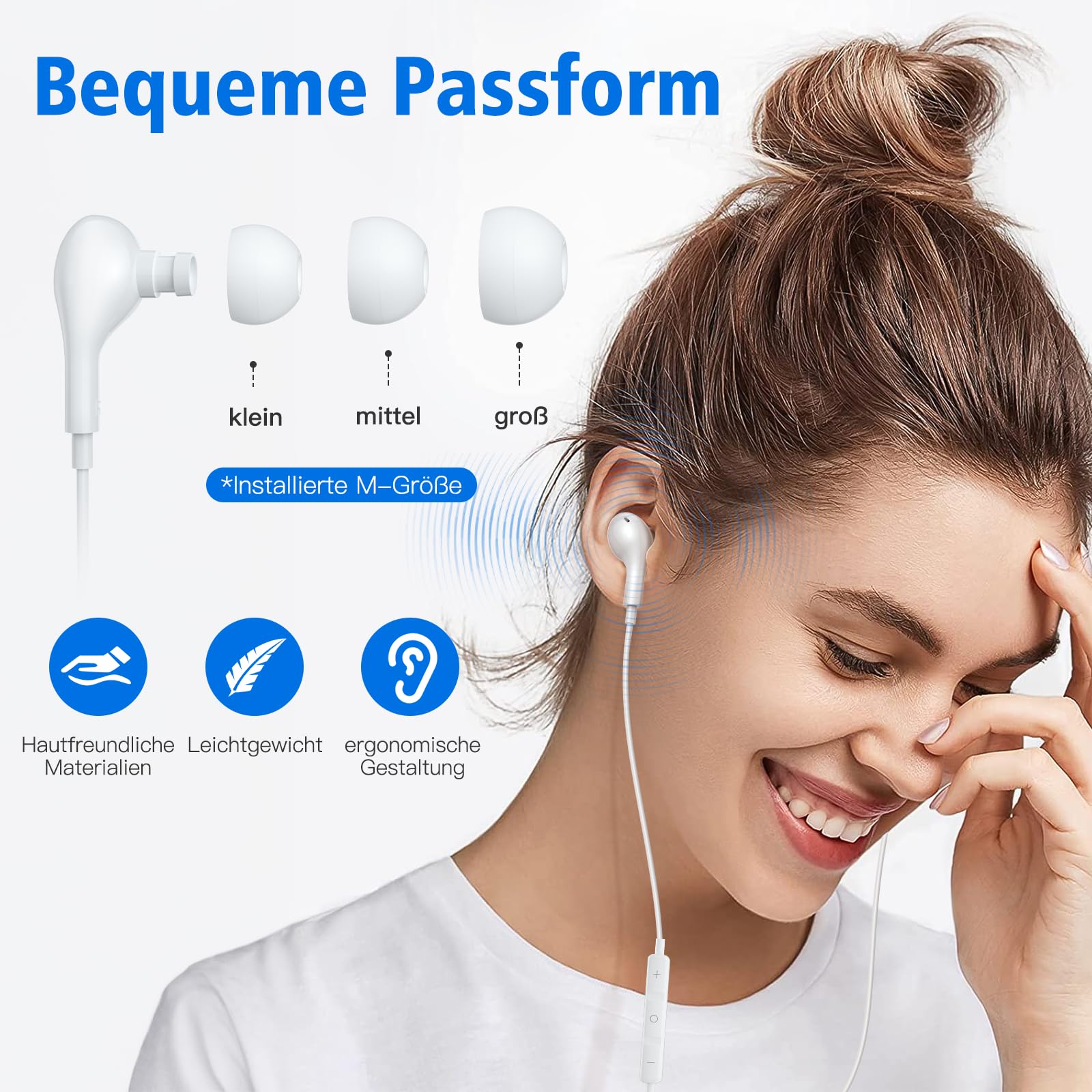 Auriculares in-ear con cable para iPhone 17 Pro, [certificado MFi] USB C Auriculares in-ear tipo C, magnéticos, micrófono para iPhone 17 Air/16/15/para iPad Pro/Samsung S26/S25/S24