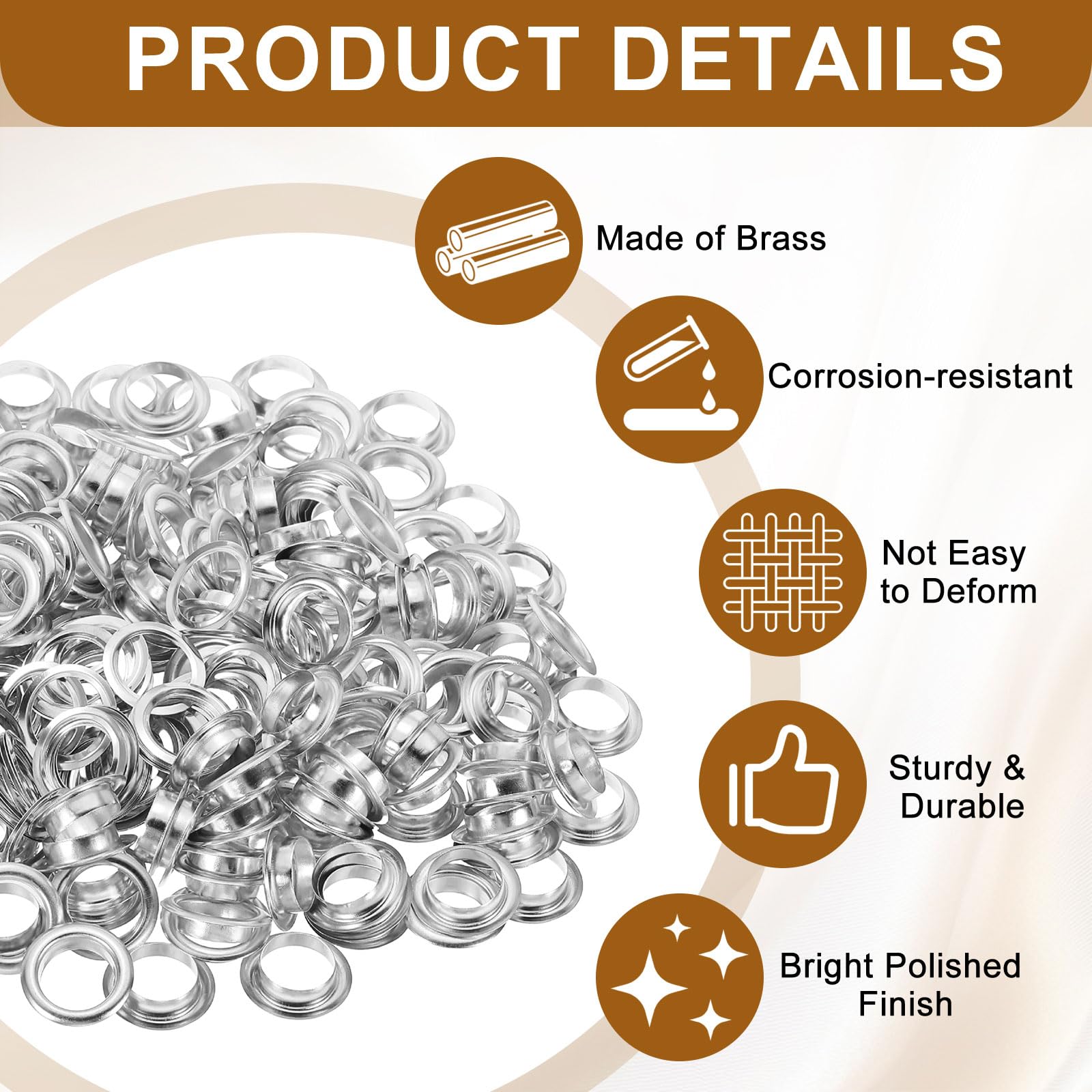 QUARKZMAN 100 Set Occhielli, 10mm Ottone Autoportante Occhielli Metallici con Rondelle per Cinture, Scarpe, Abbigliamento, Nuclei di Perline, Progetti Fai Da Te, Tonargento