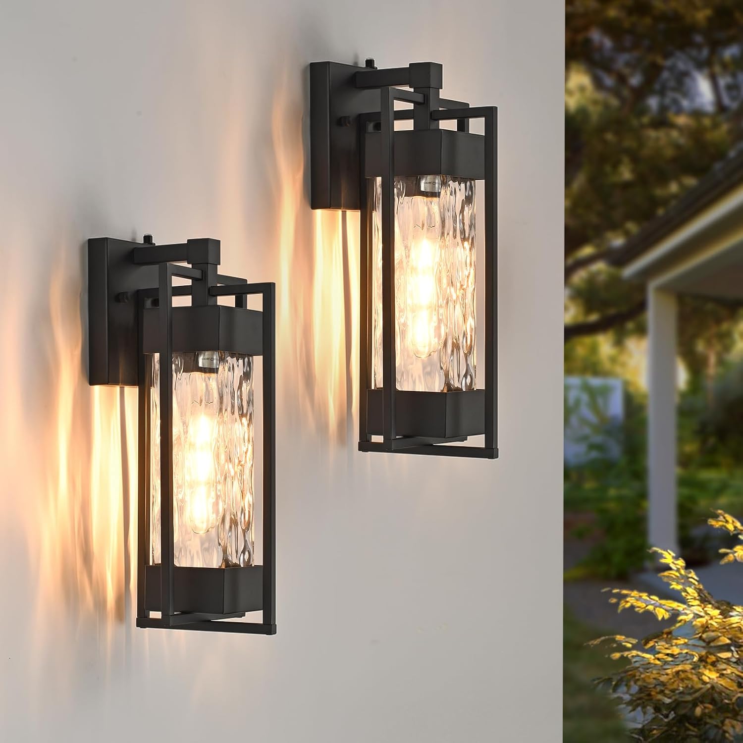 Dusk to Dawn Outdoor Light Fixtures, 2-Pack Sensor Porch Lights, Waterproof Exterior Wall Sconce Lighting Lamp, Waterproof Wall Lantern for House, Doorway, Garage