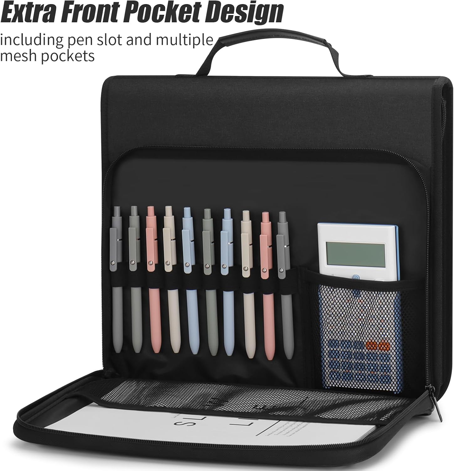 Uquelic Accordion File Organizer Binder with Multi Pockets, Expanding File Folders with 13 Pockets, Handle and Labels, Portable Home Travel Safe Storage for Letter A4 Files and More (Black)