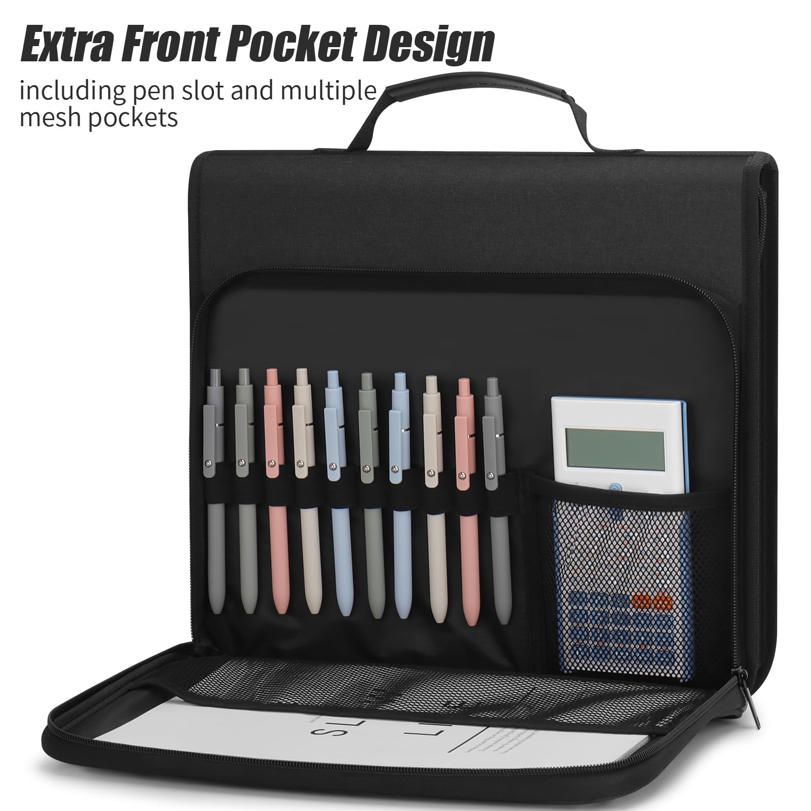 Uquelic A4 Document Organiser Ring Binder, Expanding File Folder with 13 Pockets, Handle, Labels - Image 3