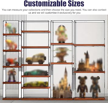 Clear Acrylic Boxes with Metal Frame, Alternative Glass Box for Collectibles/Miniatures, Dustproof Stackable Desktop Decoration Boxes(L70xW70xH30cm/28x28x12)