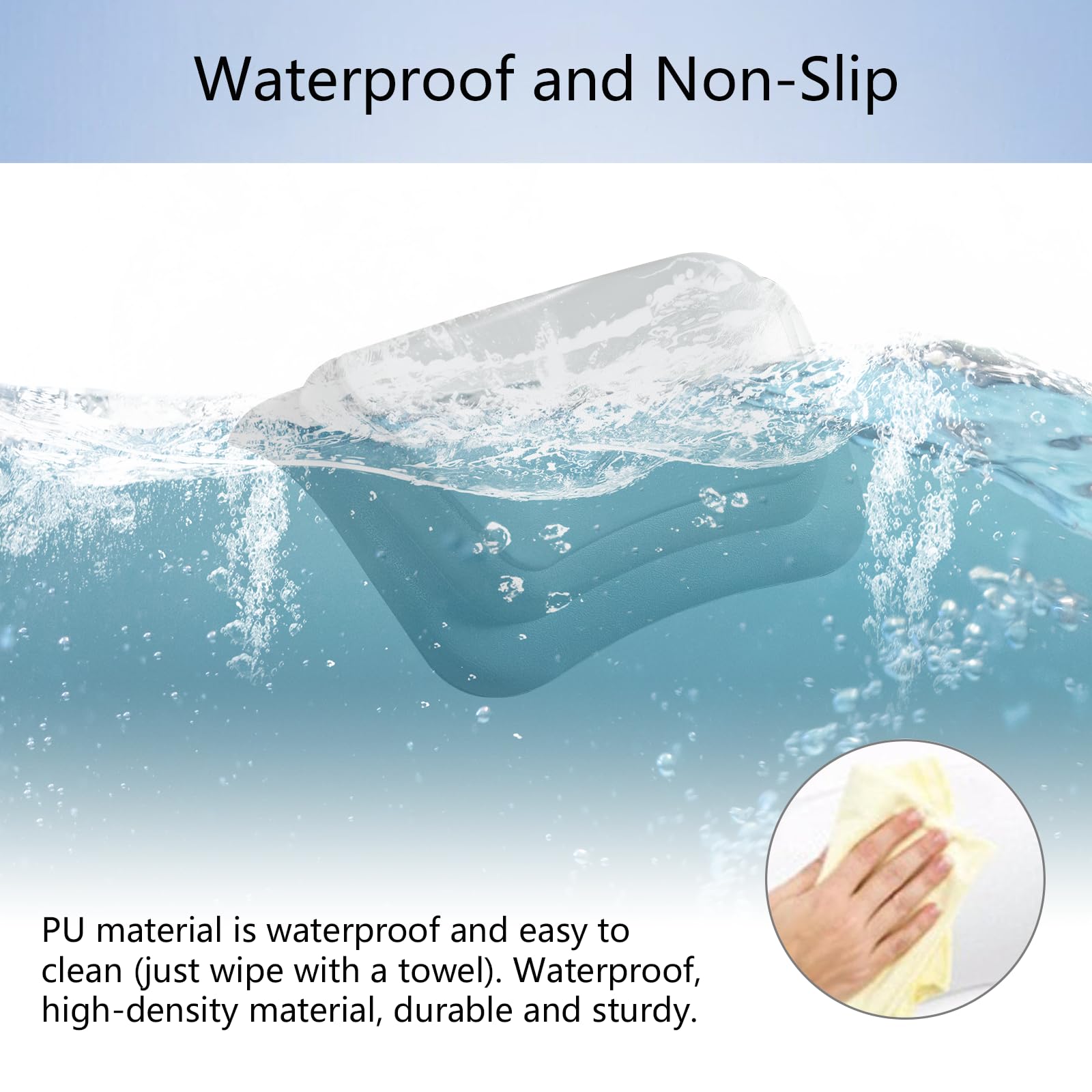 Lonkenn Almohada Bañera, Almohadas de Baño con Ventosas, Almohada Bañera Ergonómica, Waterproof Bath Headrest Bathtub para Todas Las Bañeras, SPA en Casa Bañera de Hidromasaje-Gris