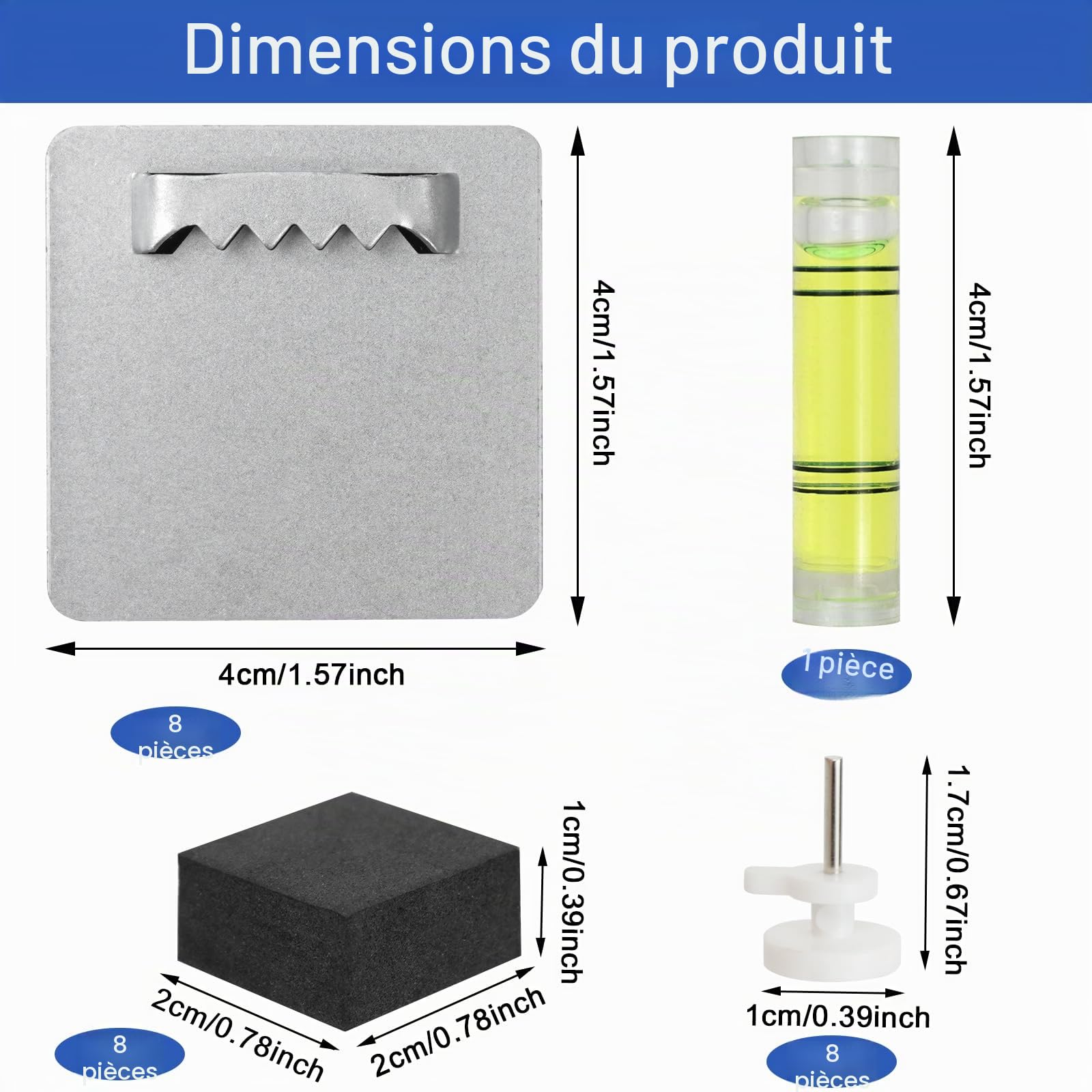 Crochets autocollants en acrylique Dibond pour photos lourdes, suspension aluminium extra puissant jusqu'à 2 kg