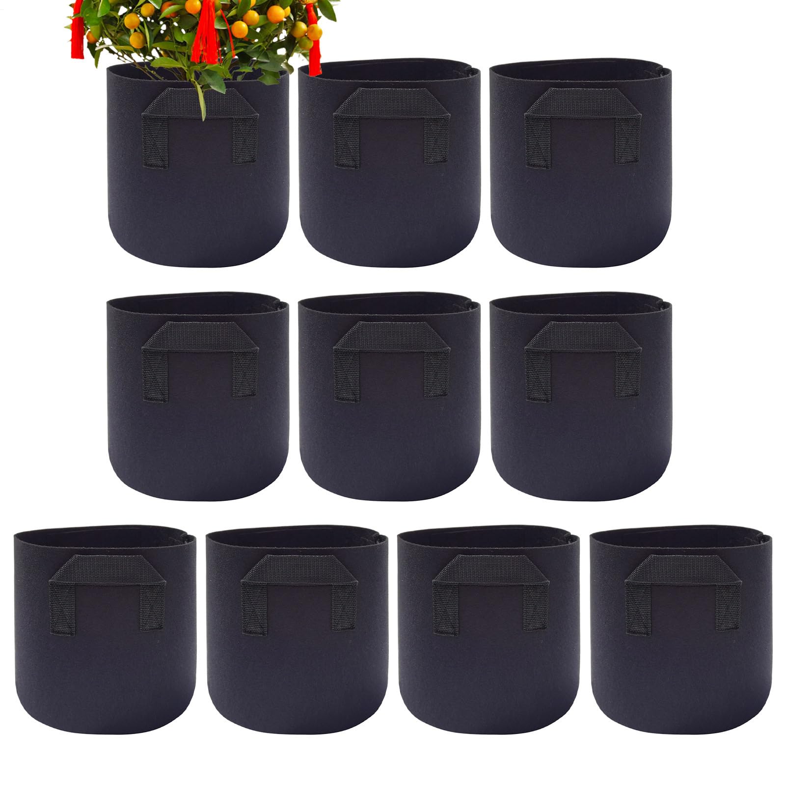Sacs De Culture Pour 10 Conteneurs Non Tissés Portables Et Respirants | Pots De Jardin Non Tissés Épaissis Pour Le Jardinage En Extérieur Intérieur Balcon Serre Parc Et Plantation