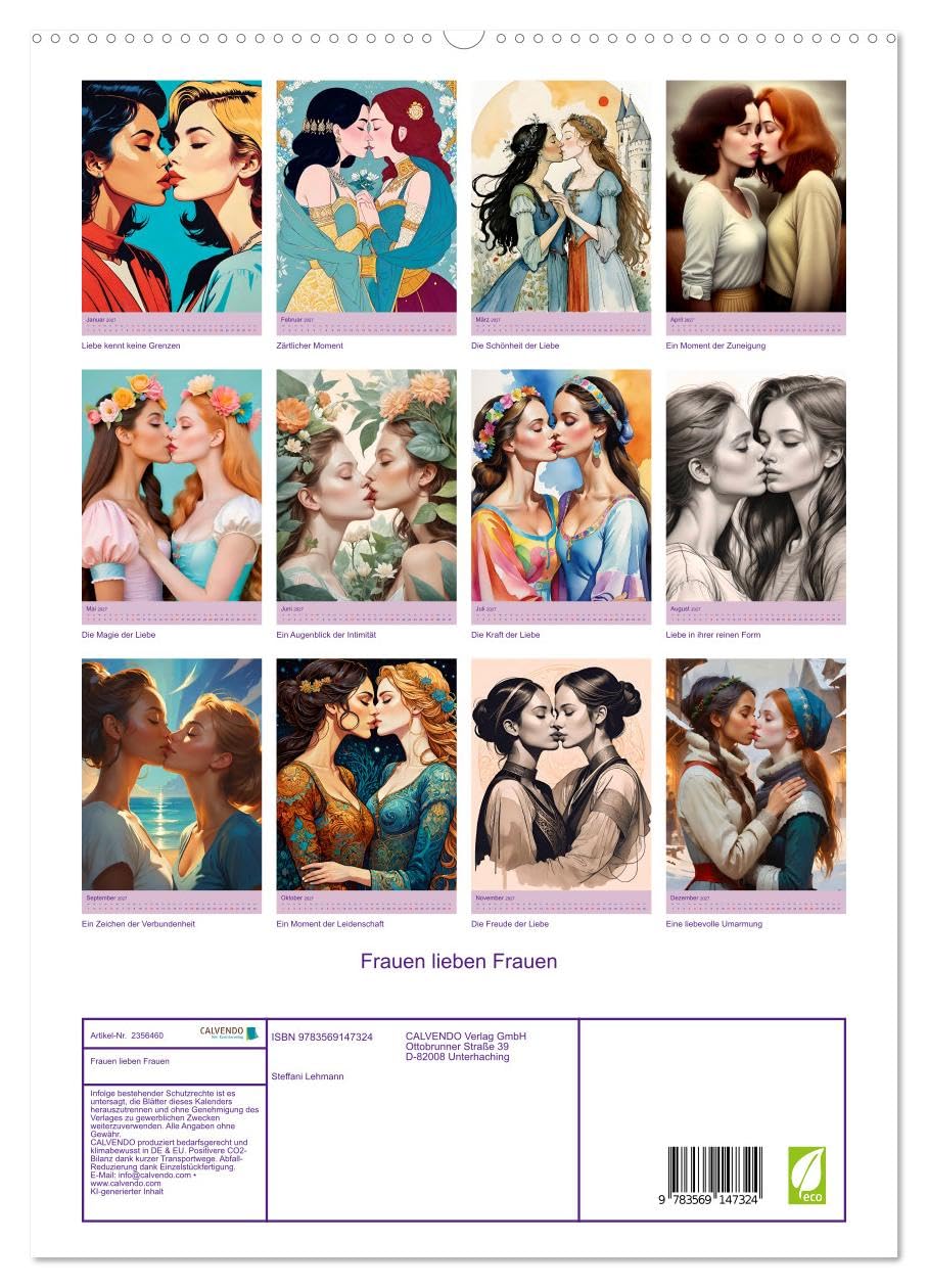 Frauen lieben Frauen (hochwertiger Premium Wandkalender 2027 DIN A2 hoch), Kunstdruck in Hochglanz: Über die Liebe: Frauen lassen ihre Herzen sprechen