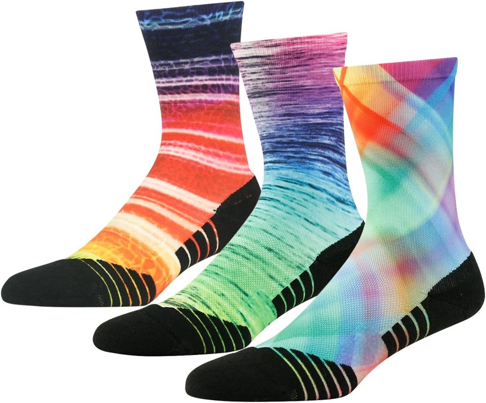 HUSO Unisex Fashion Digital Printing Sports Crew Hiking Socks 3, 4 Pairs