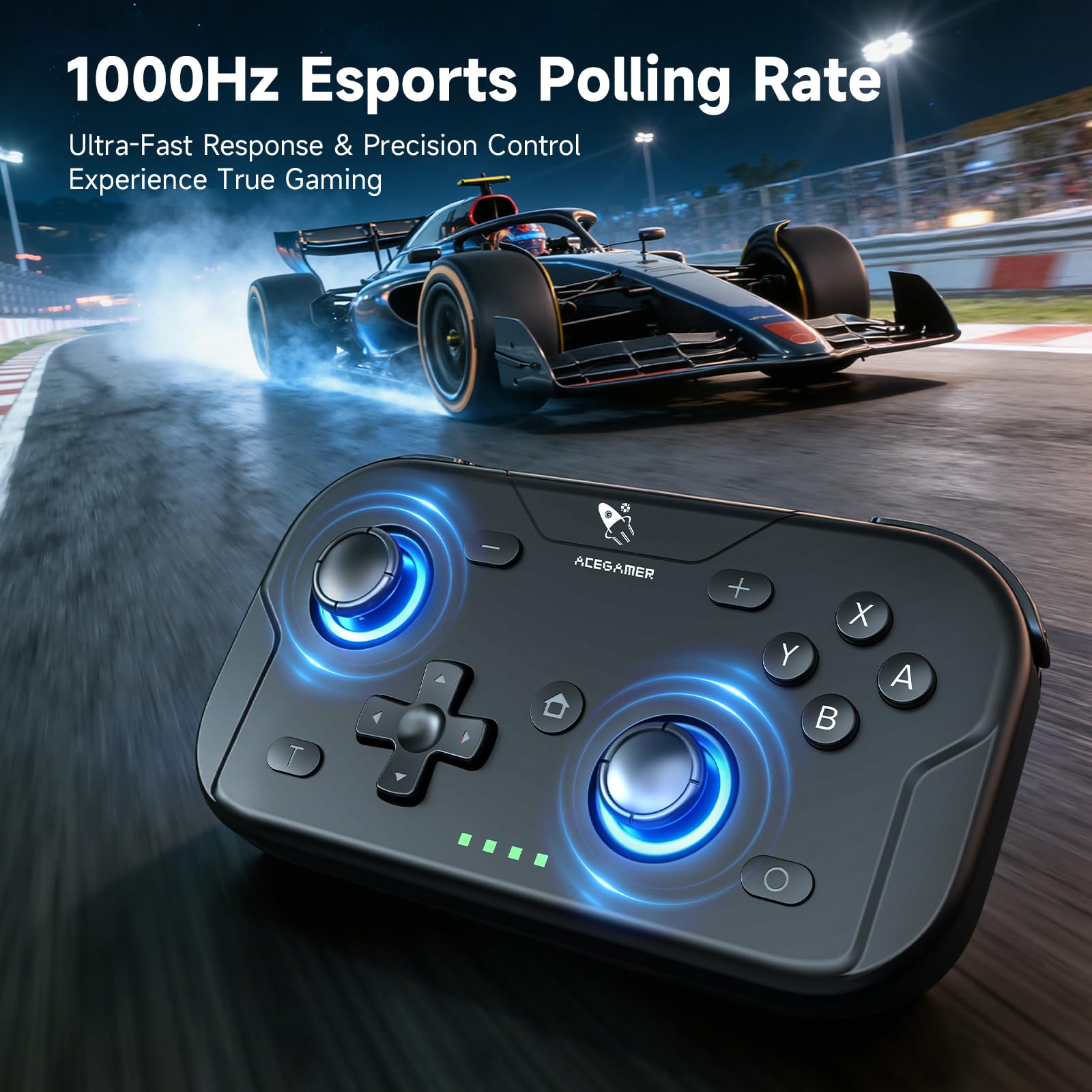 AceGamer Pocket Controller, Mando inalámbrico para Switch/PC/iOS/Android, minicontrolador con Joystick, Turbo, Sensor giroscópico de 6 Ejes y activación con un Solo botón（Negro）