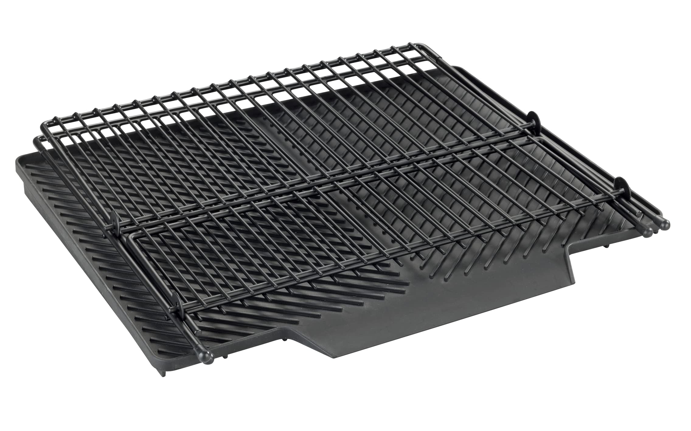 WENKO Tappetino Scolapiatti Nelia Con Griglia, Superficie Inclinata per Deflusso Ottimale Dell'acqua, in Plastica e Metallo, (L x A x P): 34 x 24 x 40 cm, Nero
