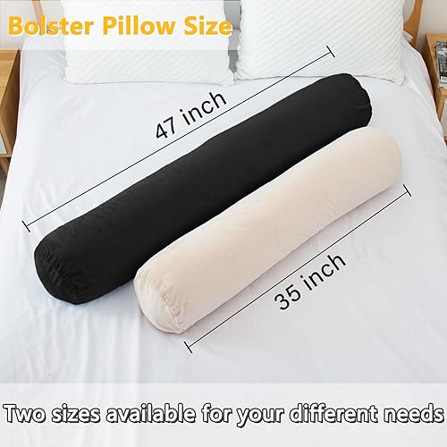 Miniatura 2 de 1 MIDDLE ONE Almohada de cojín para cama, almohada larga y redonda para adultos con funda de terciopelo extraíble, almohada cilíndrica de tubo