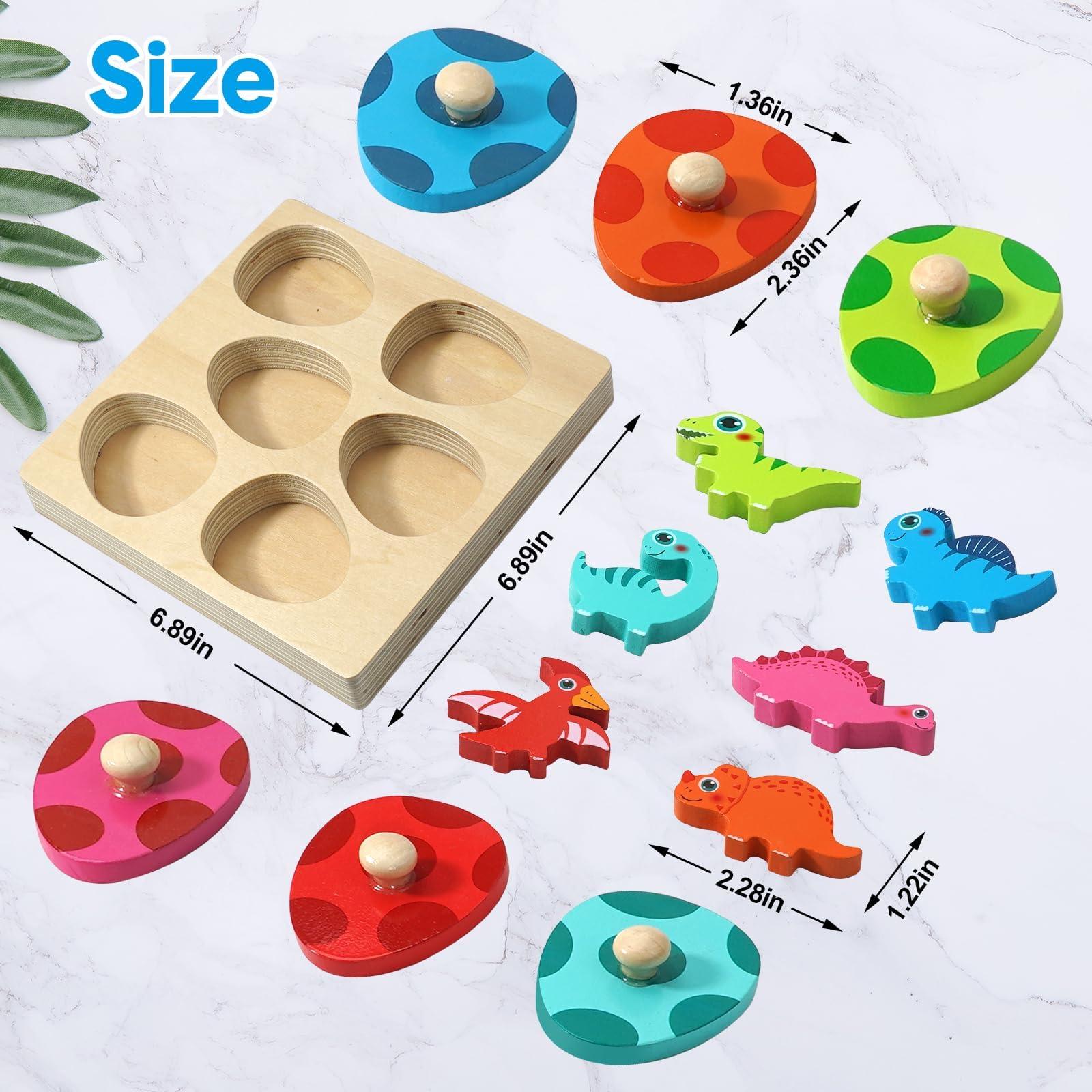 Montessori Giocattoli Dinosauro Puzzle in Legno per Bambini