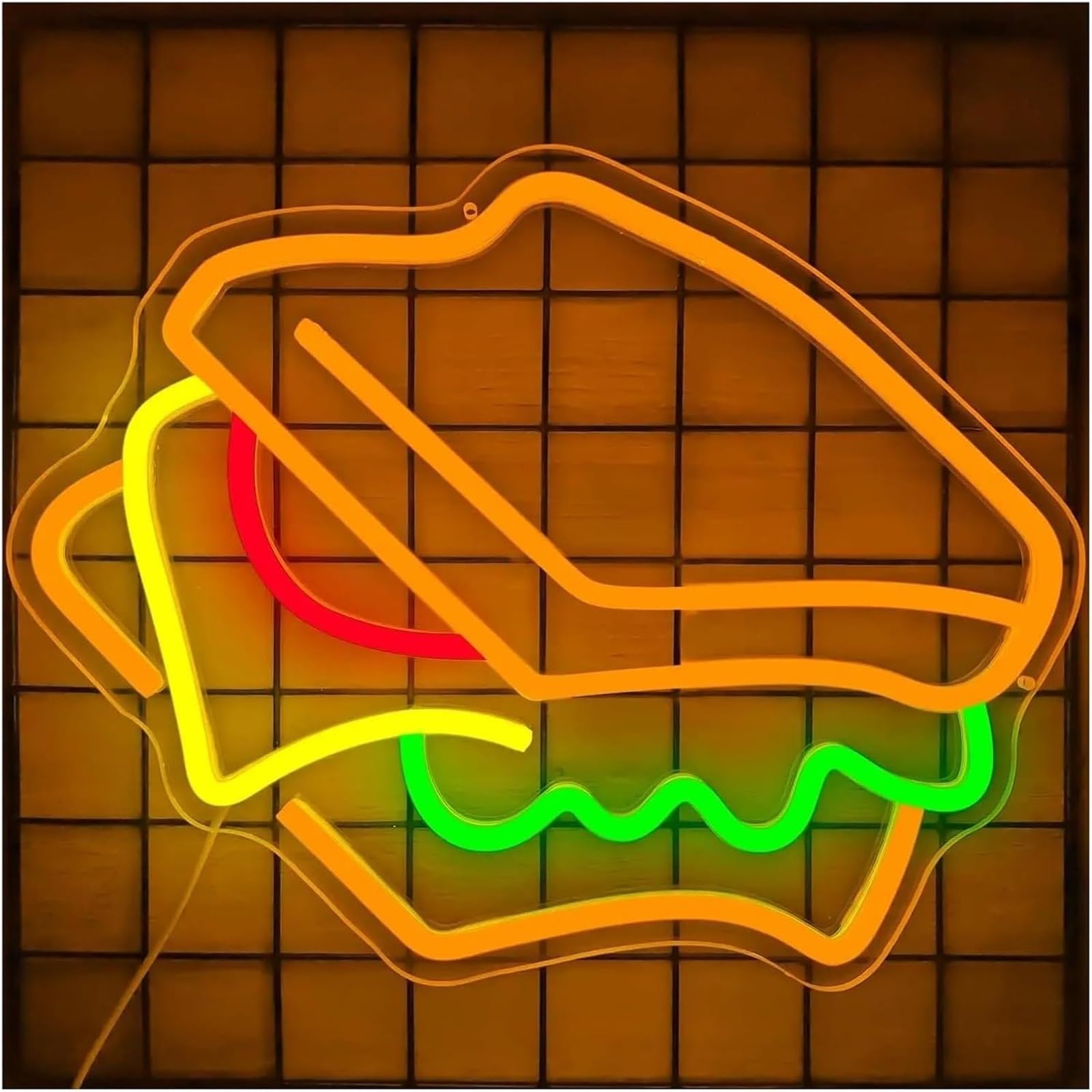 Aextroi neon Lights Sign Sandwich Neon Sign for Wall Decoration for Home Kitchen Restaurant Fast Food 34.7×27cm