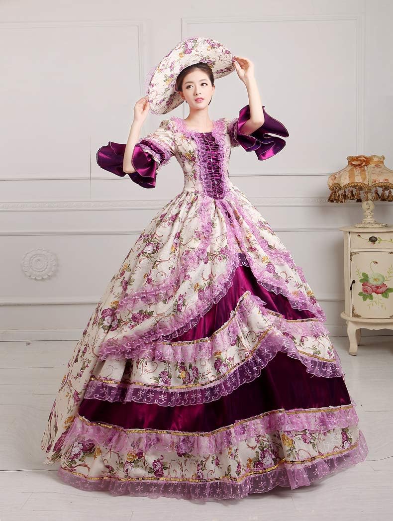 CountryWomen 1700's Rococo Gown Marie Antoinette Renaissance Dress Ball Gown Victorian Fairytale Brocade Dress Ball Gown - Image 4