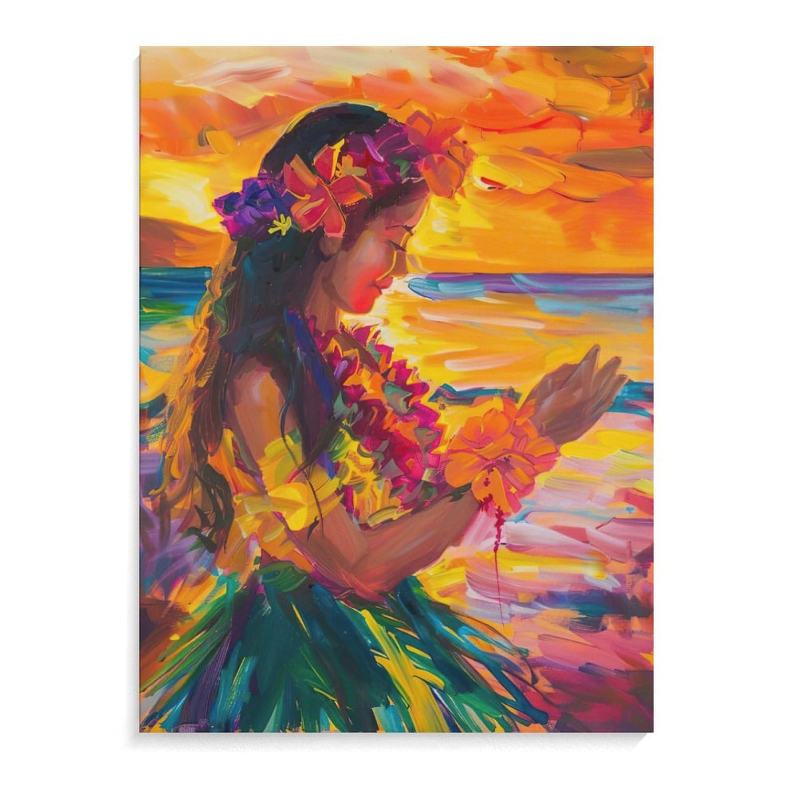 80s HULA DANCER 特大アート フレーム 油彩画 ヴィンテージ 【公式通販】